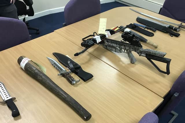 The weapons seized during a day of action by SOCU on Op Alden