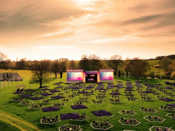 The Estate Festival will feature hexagonal plots, each large enough for a social bubble of six and equipped with deck chairs, umbrellas and tables