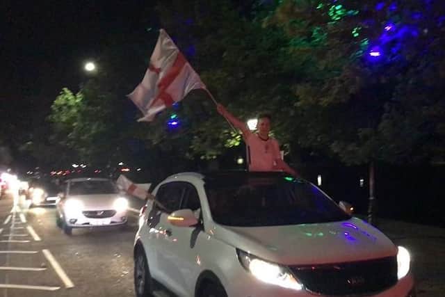 England fans celebrating in Bedford (Credit: Ollie Downing)