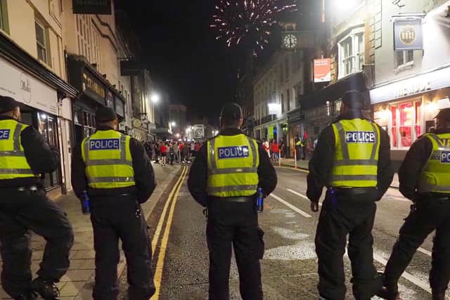 The police in Bedford' High Street (Picture by Tony Margiocchi)