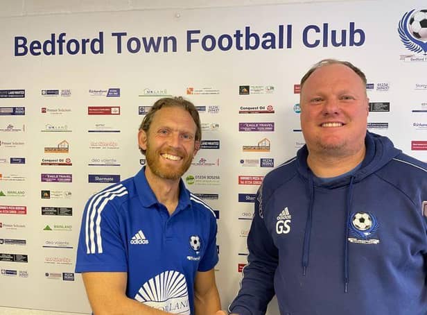 Craig MacKail-Smith with Bedford Town manager Gary Setchell