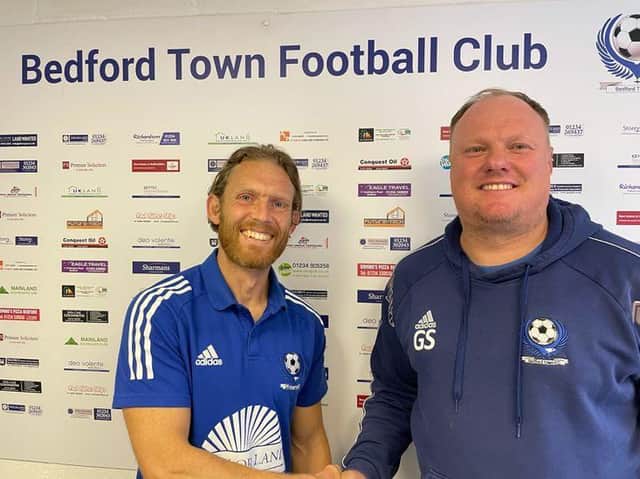 Craig MacKail-Smith with Bedford Town manager Gary Setchell