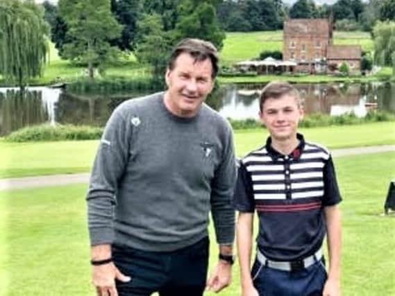 Sir Nick Faldo with Bedford & County's Connor Tallentire