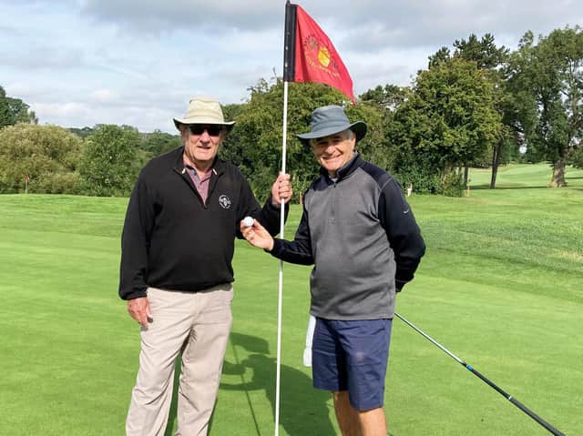 Frank Flynn with playing partner Ron Etheridge after his latest hole-in-one at Bedford & County