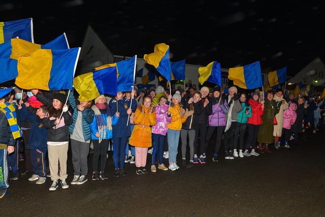 There was a large attendance at Steelstown GAC to welcome home the Derry, Ulster and All Ireland Intermediate Football Champions Brian Og’s on Monday evening.  Photo: George Sweeney.  DER2206GS – 080