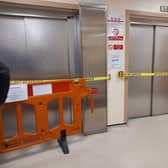 Out of action - the lifts at Bedford Hospital (Picture: Bill Davies)