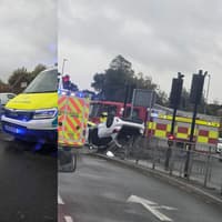 Driver's lucky escape after car overturns in Bedford