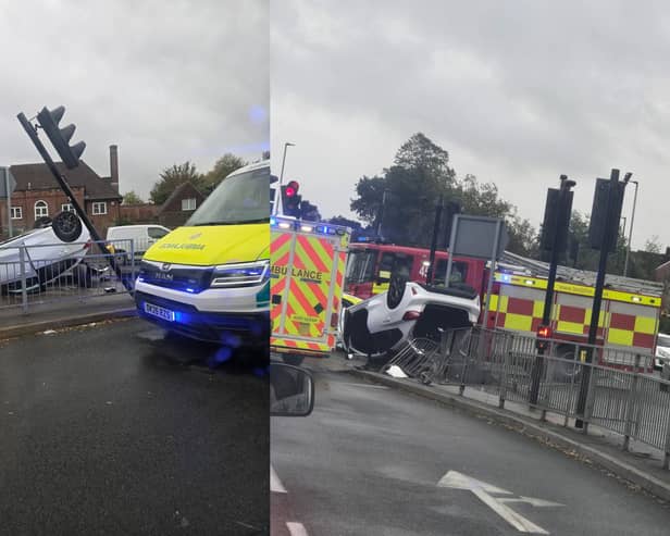 The incident happened on Clapham Road, in Bedford, this morning (Tuesday). (Pictures courtesy of Petrolheadonism)