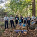 Scouts and leaders from Flitwick Scout Group presenting bird boxes to Manor Park Public Realm Team