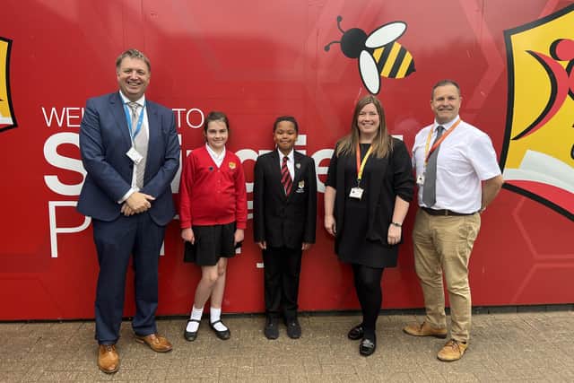 CLT CEO Adrian Rogers (left) with Springfield Primary School pupils