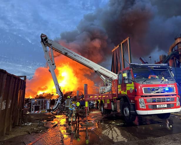 The scene during the blaze at the industrial estate. (Picture: Liam Smith
@FF_LiamSmith @FF_LiamSmith via X)