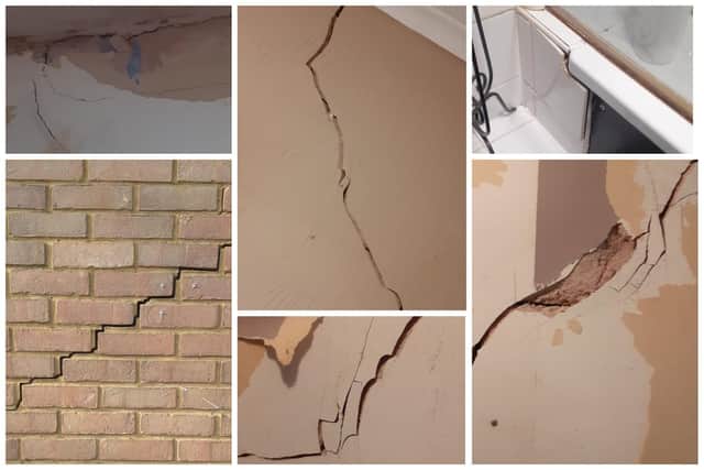 Some of the large cracks that have appeared in Cherie Field's home. Pictures:  Cherie Field