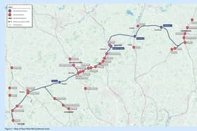 Image shows proposed route for East West Rail