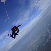 Lois Twigden skydiving at Hinton Airfield for Sue Ryder St John’s Hospice in Moggerhanger