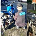 The retrieved bikes, found in Raglan Green, Bedford, following a tip-off from the public (Picture: Bedford Community Policing Team)