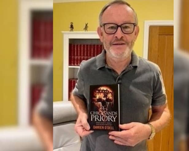 Damien O'Dell with his book Chicksands Priory