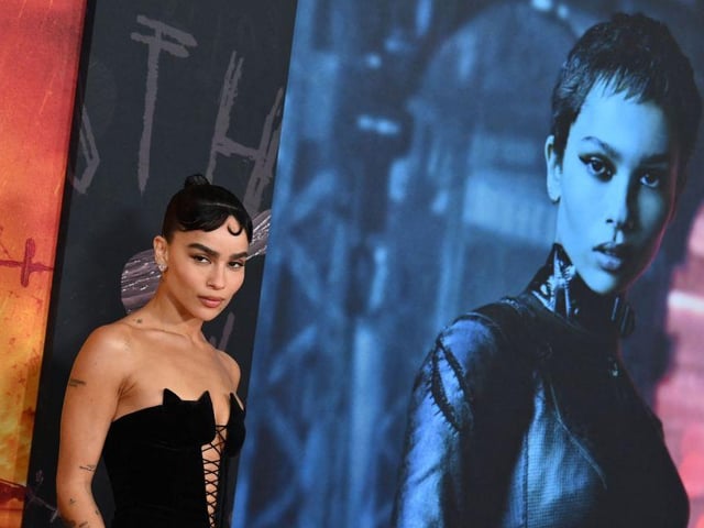 US actress Zoë Kravitz arrives for "The Batman" world premiere at Josie Robertson Plaza in New York, March 1, 2022. (Photo by ANGELA WEISS / AFP)