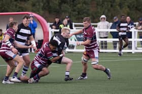 Tackle time: Action from Bedford Athletic's loss to Shelford - pic: Duncan Woodhead