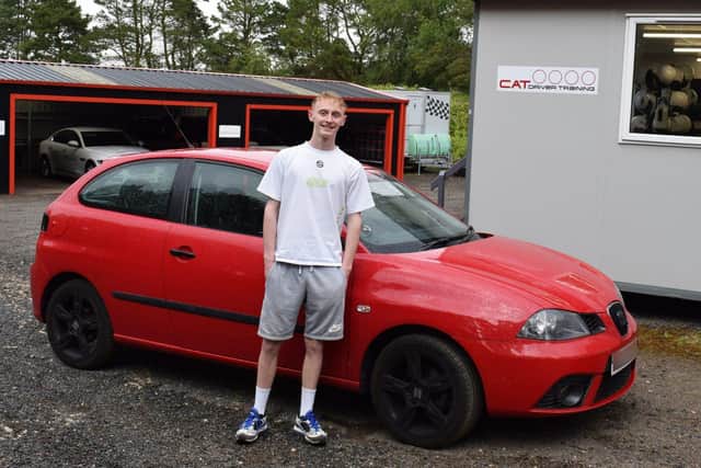 Sam Klein undertook a performance driving course and was chosen at random to chose the benefiting charity.