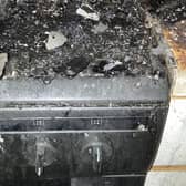 A kitchen cooker damaged by fire. Image: Bedfordshire Fire and Rescue Service.