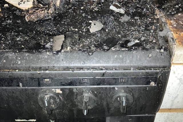 A kitchen cooker damaged by fire. Image: Bedfordshire Fire and Rescue Service.
