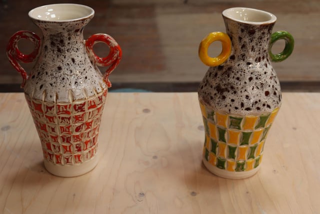 Christine's vases with repeating pattern were made in Week 6 of the contest