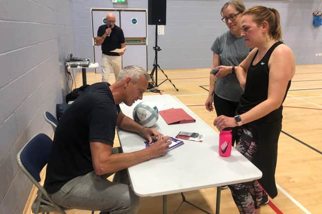 Mark Foster signs autographs at Flitwick Leisure Centre