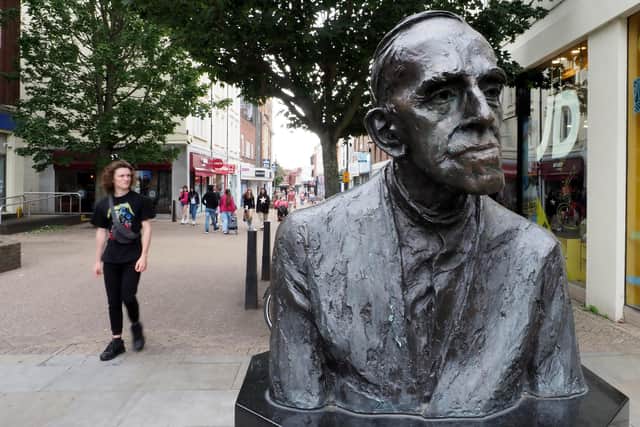 The bust of Bedford-born anti-apartheid activist Archbishop Trevor Huddleston, which was unveiled by the Bishop of St Albans in 1999.  Nelson Mandela said: "No white person has done more for South Africa then Trevor Huddleston."