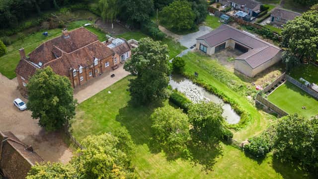 An aerial view of the home of Hannah Ingram-Moore, the daughter of Captain Tom Moore, and the unauthorised spa pool building  (Photo by Leon Neal/Getty Images)