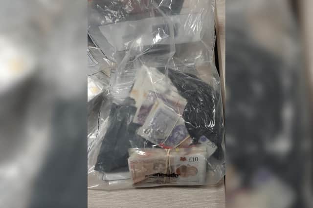 The seized cash and drugs