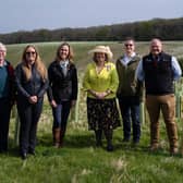 From left, Rod Calvert OBE DL, Forest of Marston Vale chair of trustees; Laura Parry, The Woodland Trust; Nikki Thompson; lord-lieutenant of Bedfordshire Helen Nellis; James Russell, Forest of Marston Vale forest director; Grant Sorrell, Forest of Marston Vale commercial director