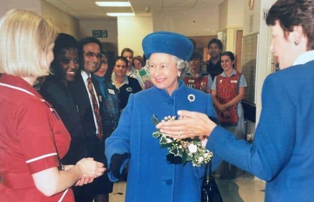The Queen at Bedford Hospital in 1996 (Picture courtesy of Bedfordshire Hospitals NHS Foundation Trust)