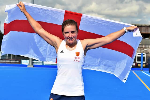 Kate Costin celebrates her win with England (Pictures: Jean Fitch)