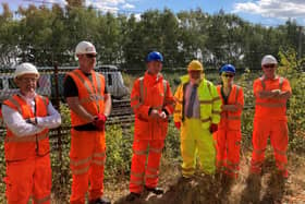 Mayor Dave Hodgson (pictured fourth left) at the Wixams Station site