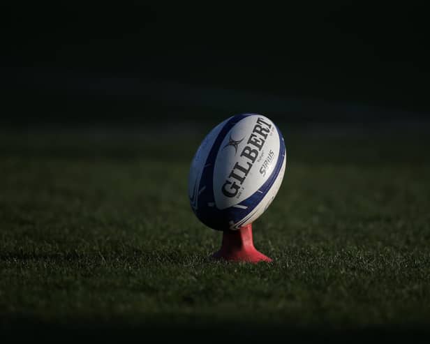 Rugby Ball on a tee. (Photo by Steve Bardens/Getty Images for Harlequins)
