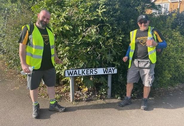 Rich (left) and Goddo (right) are walking 65 miles past London Stadiums for autism charity.