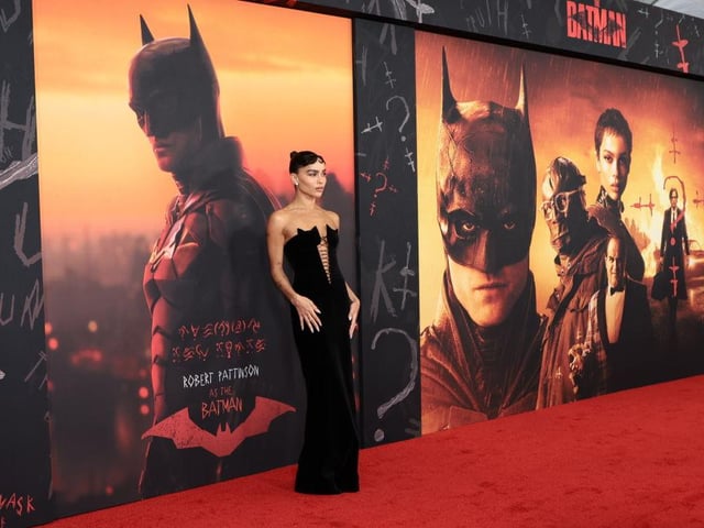 Zoë Kravitz, who plays the role of Catwoman in The Batman, sparkles on the runway in New York City. (Photo by Dimitrios Kambouris/Getty Images)