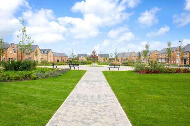 Updated street scene at Bellway’s New Cardington Fields development where a new community is forming