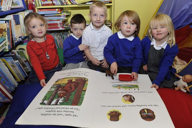 New pupils at Branton First School busy in the story corner.