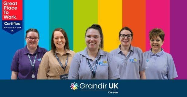 A banner image of Grandir UK staff to celebrate the Great Place to Work accreditation