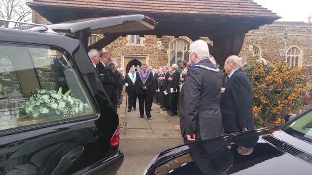Freemasons at Alan's funeral on April 12.