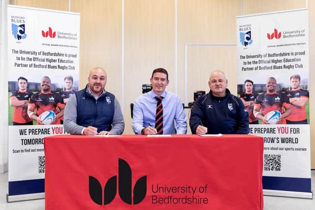 Representatives from Bedford Blues and the University of Bedfordshire