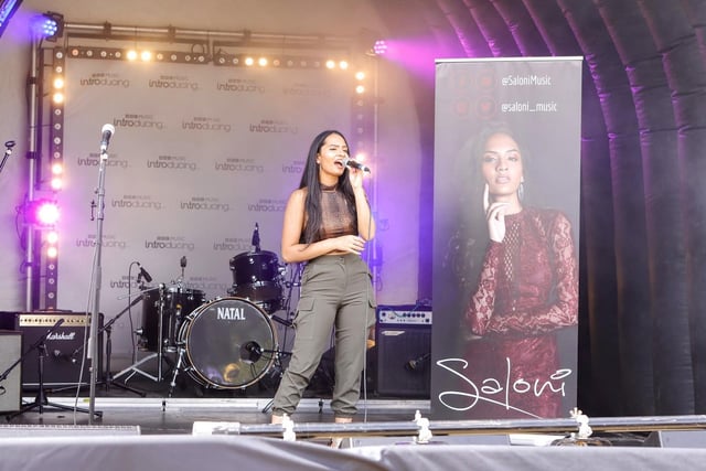 Saloni performing on the BBC music introducing stage at Castle Mound