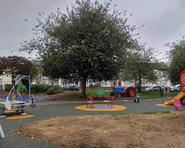 The Commercial Road playground, complete with tractor