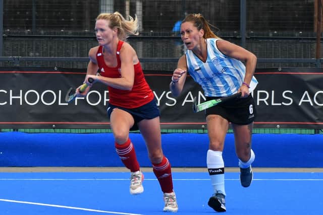 Kelly Bingham in action for England against Argentina