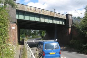 The railway bridge over the B530 Ampthill Road