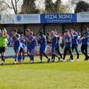 Bedford Town players thanking fans for their after Saturday's game secured the league title