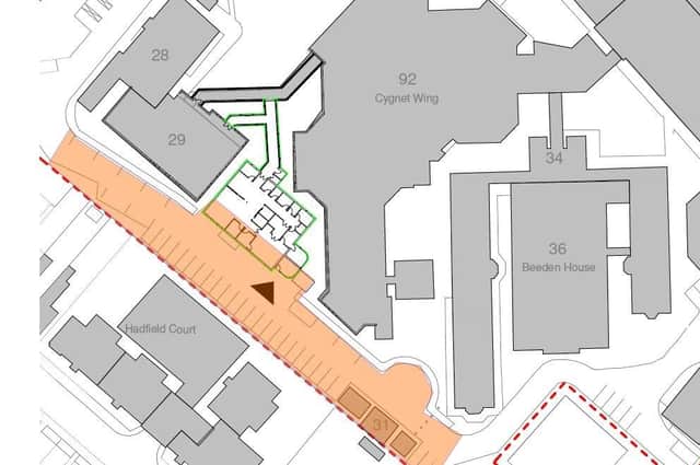 The car park - marked in orange - will be closed until December
