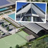 An artist's impression of how the former Oasis pool, inset, could look like once developed (Artist's impression courtesy of David Lloyd Clubs)