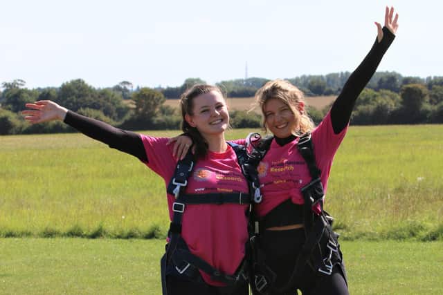 Becki and Sophie Penwright after their jump
